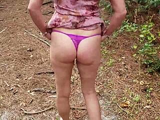 Blonde Milf Housewife Flashes Shaved Pussy And Ass Outdoors With Buttplug Tease