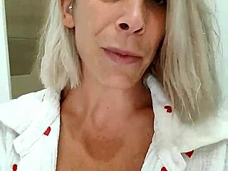 parents' vacation home gets hot when unexpected guest joins for jerk off tease