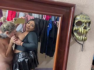 caught my fat tenant masturbating huge tits in yard and joined her porno vid