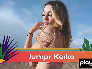 petite inked blondie junipr keiko stripping lingerie outdoors, tiny tits bouncing 🔥😘