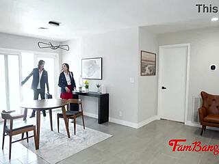 Step moms tongue fucks while teen peeps nasty