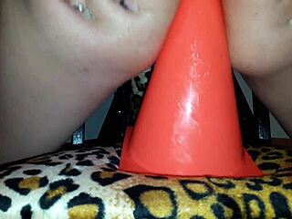 Slut Lucy Gapes Ass On Traffic Cone Insertion Fuck