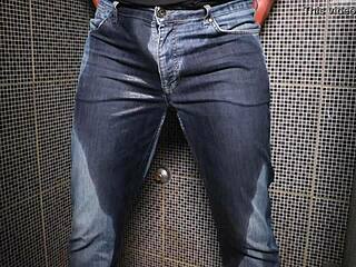 i soaked my jeans peeing then came hard outdoors