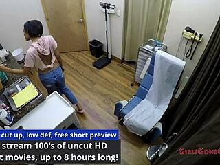 Jackie Banes endures intense latex gloves jeans exam