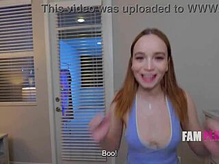 Tiny stepsister begs for hardcore cowgirl ride on big cock pov