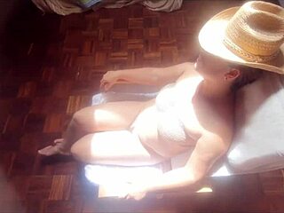 stepson jerks off cums on resting stepmom's milf face pov