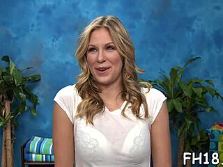 Attractive teen slut gets oiled pussy screwed hard!