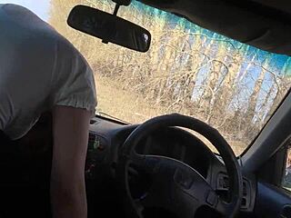Stepbrother Fucks Stepsister Hard in Car Open Field