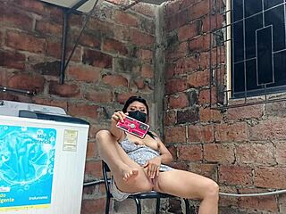 Damn my slutty neighbor lifts her dress in the yard flashing shaved pussy!