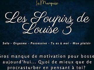 louise moans loud in french solo pussy play