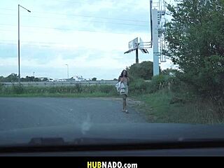 Aussie Star Bends for Monster Cock Ride in Prague Car