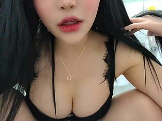 korean babe spits with big boobs