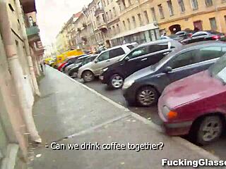 Skinny glasses teen Mya Dark fucked doggy on shaved pussy piano