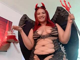 Halloween Monster Cosplay Gina Milf Squeezes Out Cum Juicy