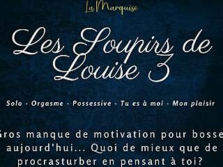 louise moans loud in french solo pussy play