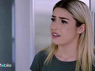 blonde babe massages hot roommate then licks her trimmed wet pussy