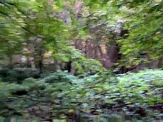 Skinny teen spanked rough in forest pussy fucked deep cum mouth squirt