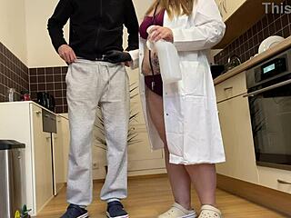 lustful fat mother-in-law roleplays horny female doctor patient