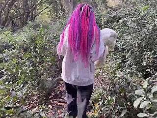 Skinny teen spanked rough in forest pussy fucked deep cum mouth squirt