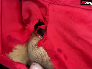 Red Dressed Asian Slut Takes Long Cock Deepthroat Creampie Tight Pussy Squirt