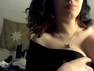 horny babe flashes her huge sexy tits