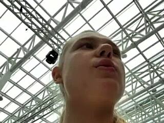 horny shaved pussy fucked hard public close up orgasm