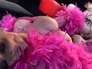 Blonde Milf Strippers Lick Pussy with Dildos at Club