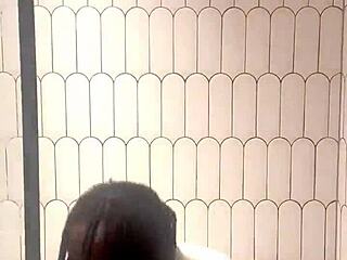 shower oil drips down every wet curve teasingly