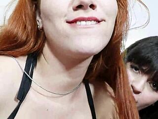 redhead wife and girlfriend double deepthroat chubby hairy handjob blowjob