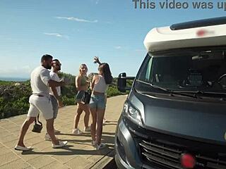 Vittoria fucked hard on libertines bus to beach road