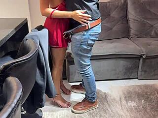 Skinny Wife Fucks Neighbor Cuckold Creampie