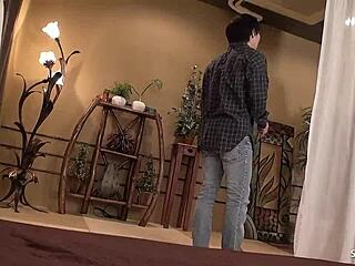 hey this japanese domina's giving her client a wild femdom handjob and footjob in uncensored jav