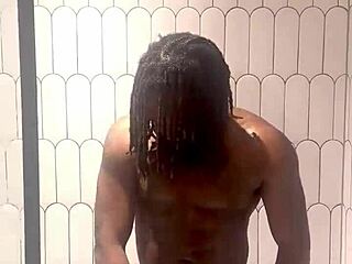 shower oil drips down every wet curve teasingly