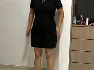 i lift my dress for stepson so he jerks off and cums on mommy