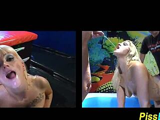 bizarre blonde drinks golden shower piss from old man hardcore hd handjob fetish drunk