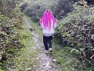 Skinny teen spanked rough in forest pussy fucked deep cum mouth squirt