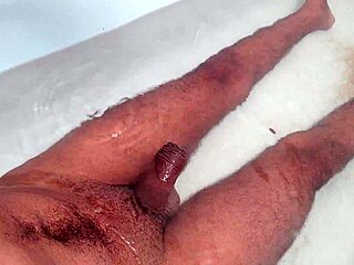 stroking my huge cock solo in shower till i explode my load