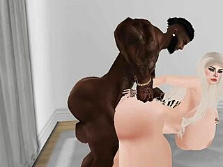 Puta's huge ass takes monster BBC in interracial 3D anal