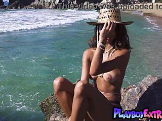 flexible latina carolina reyes poses nude on beach