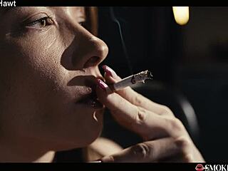 Redhead Sata Jones smokes while riding big cock to creampie