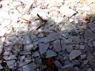 Black milf rides big cock outdoors