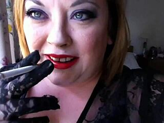 bbw tina snua smokes fetish in lace gloves for mistress