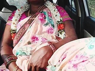 indian housewife cheats hard in car with telugu dirty talk