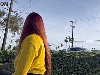 artemisia love's sexy outdoor public smoke with long hair vibes