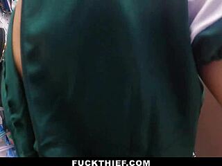 Guard bends teen shoplifter over for full cavity search doggystyle punishment