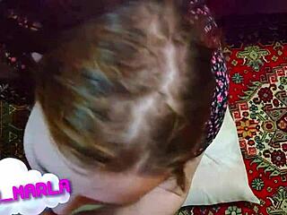 She gives pov blowjob deepthroat cum covered tits