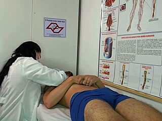 nurse gets horny seeing patient's huge erection and starts dirty foreplay workout