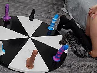 Petite Wife Spins Wheel of Dildos for Huge Orgasm Win!