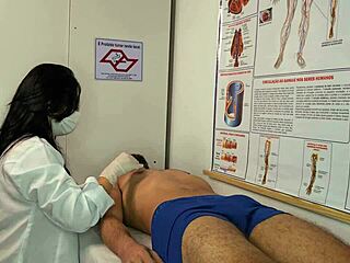 nurse gets horny seeing patient's huge erection and starts dirty foreplay workout