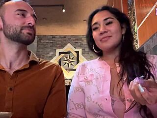 Tinder pickup leads to curly Latina throat goddess slurping monster cock before sloppy doggystyle on her dripping shaved pussy